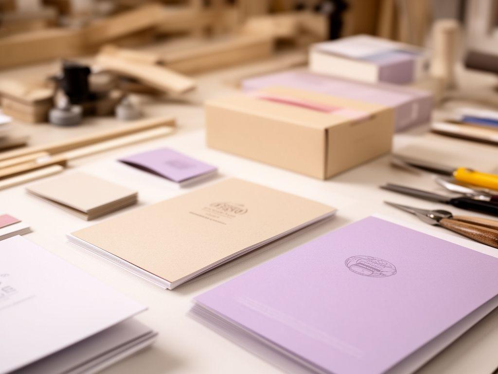 Close-up of bespoke food packaging samples arranged on a workbench in a bright Zurich studio