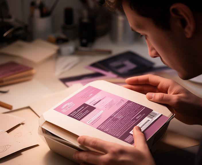 Craftsperson checking a finished food packaging prototype under soft workshop lighting in Zurich
